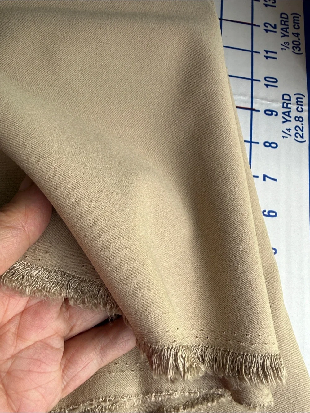 Khaki Stretch Twill Suiting Fabric 1⅓ Yards x 58” Tan Pants Skirt Jacket Apparel